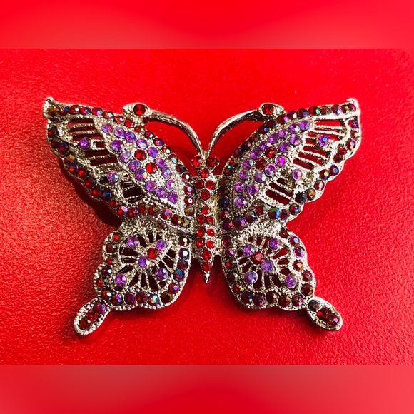 Formal Shiny Rhinestone Brooch Exquisite Butterfly Pin Party Sequins Colourful - Picture 10 of 13